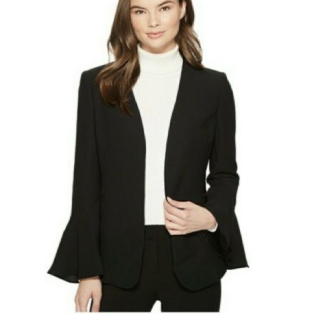 Catherine by Catherine Malandrino black flutter bell sleeve open blazer size 10